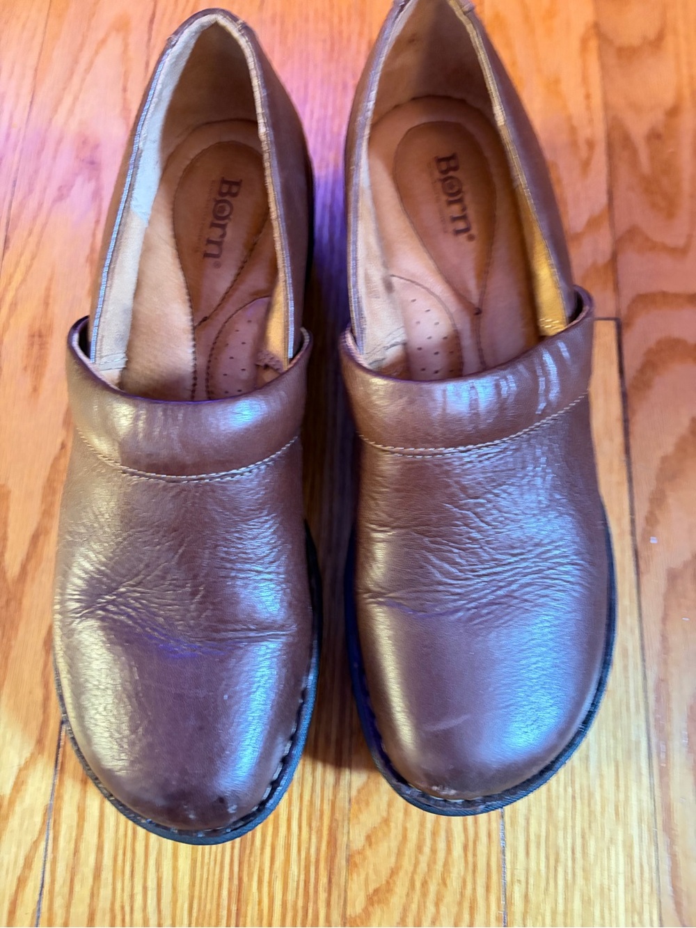 Born Brown  9.5 Leather Slip-On Loafers for Women